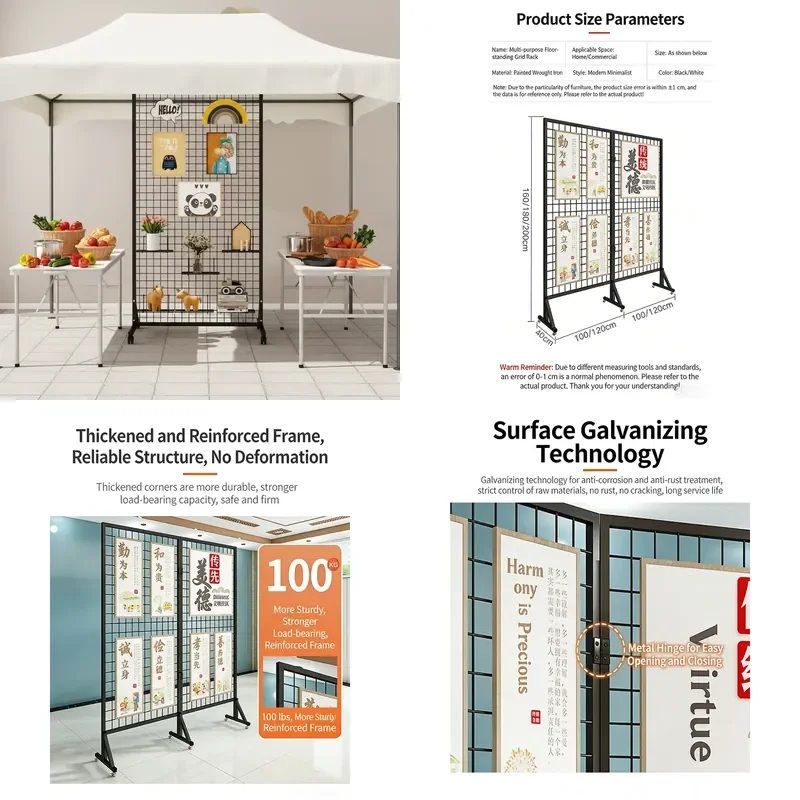 for YUMEI space saving foldable art display stand 3.5mm thick steel wire mesh double sided suspension waterproof eco friendly