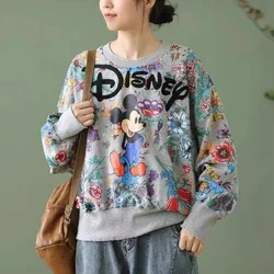 Disney Mickey Mouse Women Sweatshirts Cartoon Korean Style Spring Autumn Long Sleeve Tops Girl Clothes Harajuku Thin Lady Jacket