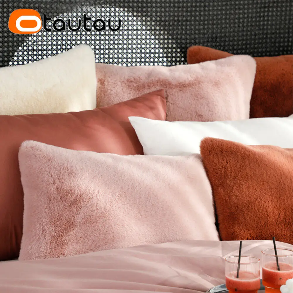 OTAUTAU Top Weiche Flauschige Faux Bunny Pelz Dekokissen Fall Sofa Couch Kissen Kissen Abdeckung Kein Füllstoff Baby Haustier Bett ZT2TM1T – Detail 9