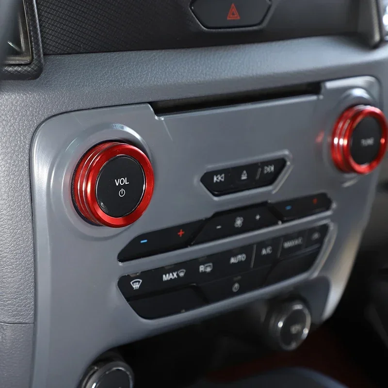 

For 2015-2018 Ford Ranger Wildtrak Aluminum Alloy Car Volume Media Knob Ring Cover Sticker Car Interior Decoration Accessories