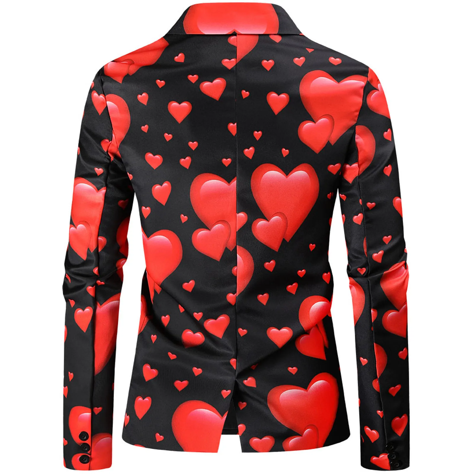 Men\'s Valentines Suit Jackets Heart Print Slim Fit Blazer Spring Autumn Prom Business Casual Blazers Party Dress Male Suits Tops