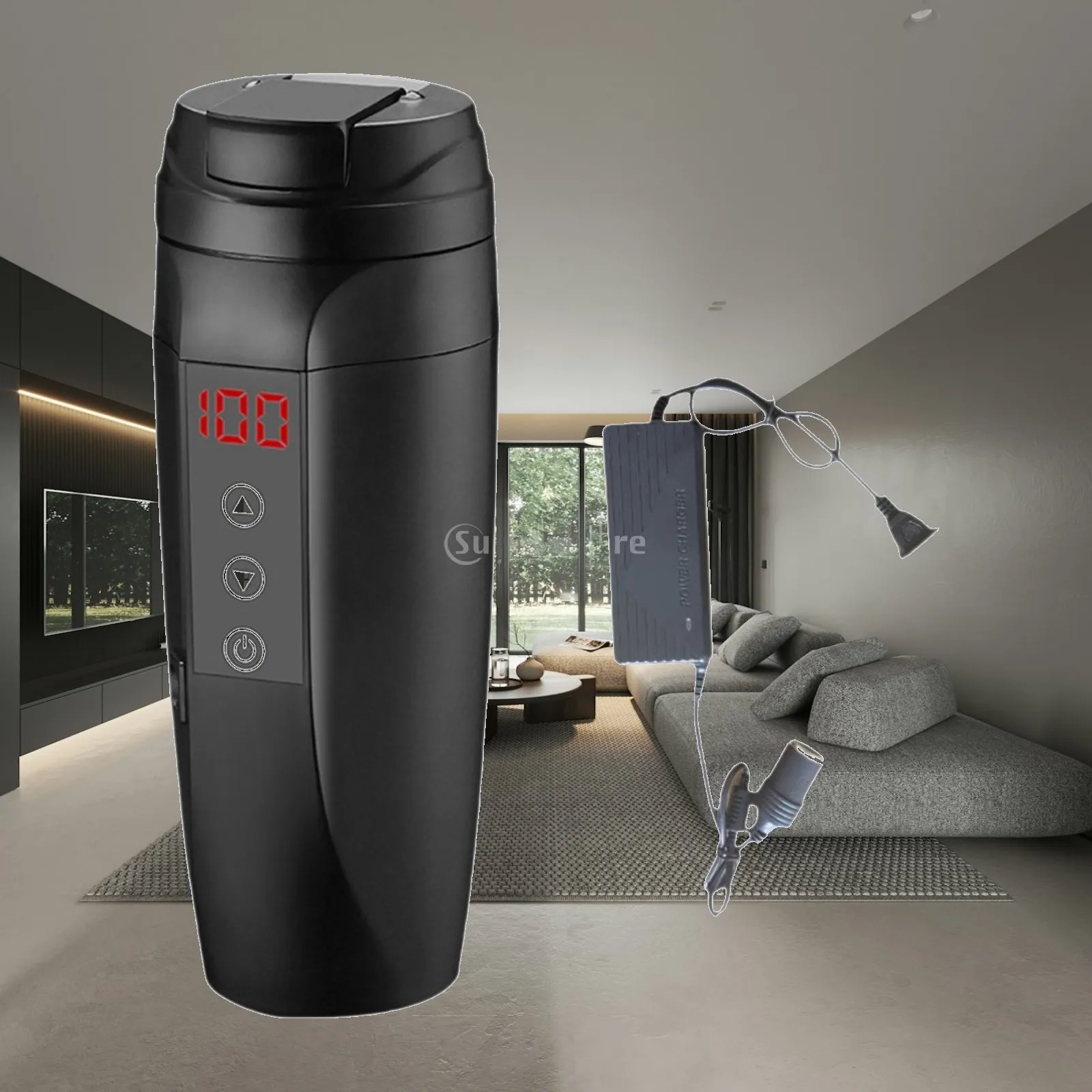 Vehicle Truck Travel Kettle 0.4L Electric Heating Cup 304 Stainless Steel Leakproof Lid for Car Home Camping Use