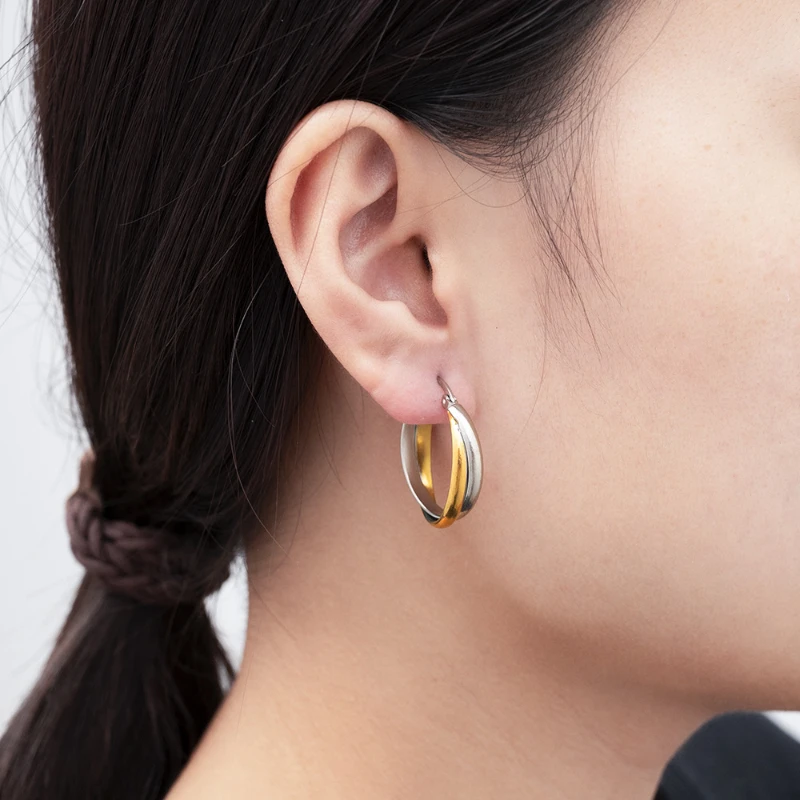 Spherical Circular Earrings with Stainless Steel Electroplating Women Trendy Simple Stud Earring Fashion Jewelry Gifts