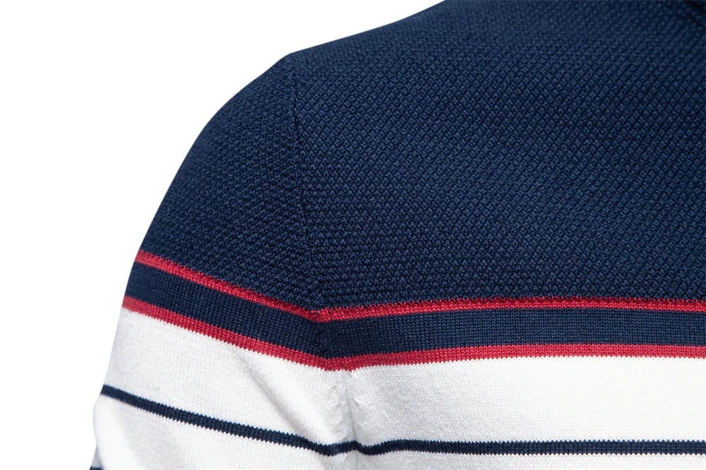 Uomo a righe con codice colore O-Collo Casual Trendy Semplice Basic Maglioni Pullover Autunno Inverno Nuova moda Abbigliamento maschile Canottiera