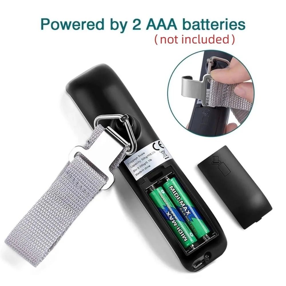 Backlight LCD Display Digital Luggage Scale Max 50kg Tare Function Portable Hanging Scale with 1m Tape Measure High Precision