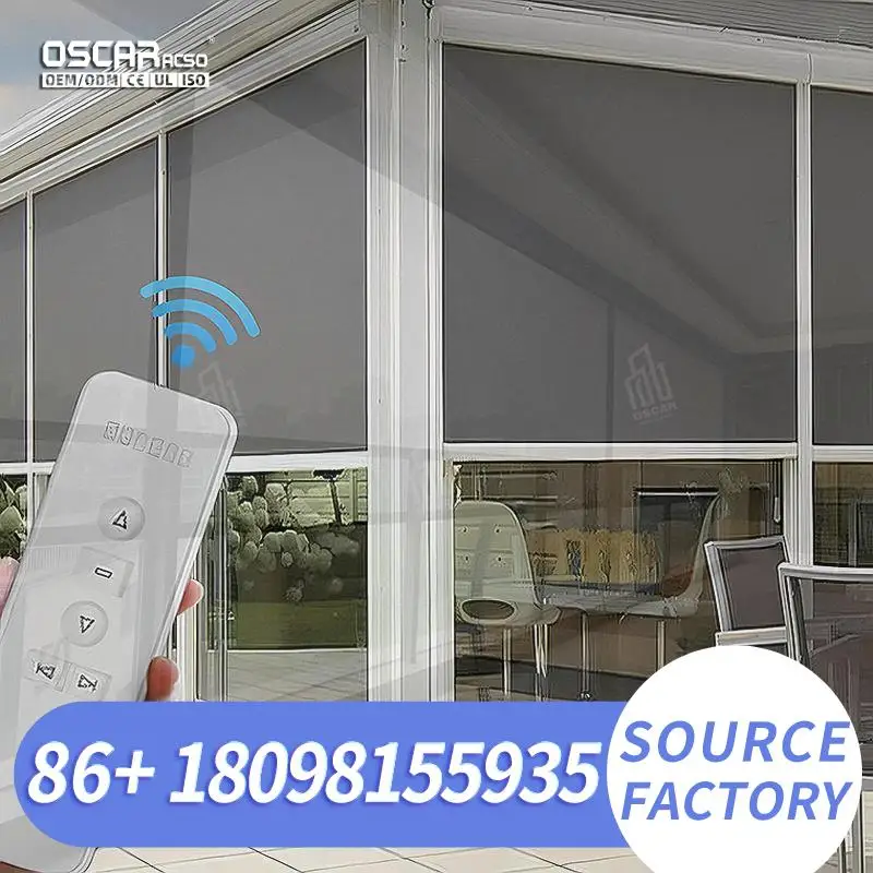 Outdoor Space with Automatic Smart Drive Exterior Zip Track Electric Roller Blinds for Effortless Shade Rolling Blind