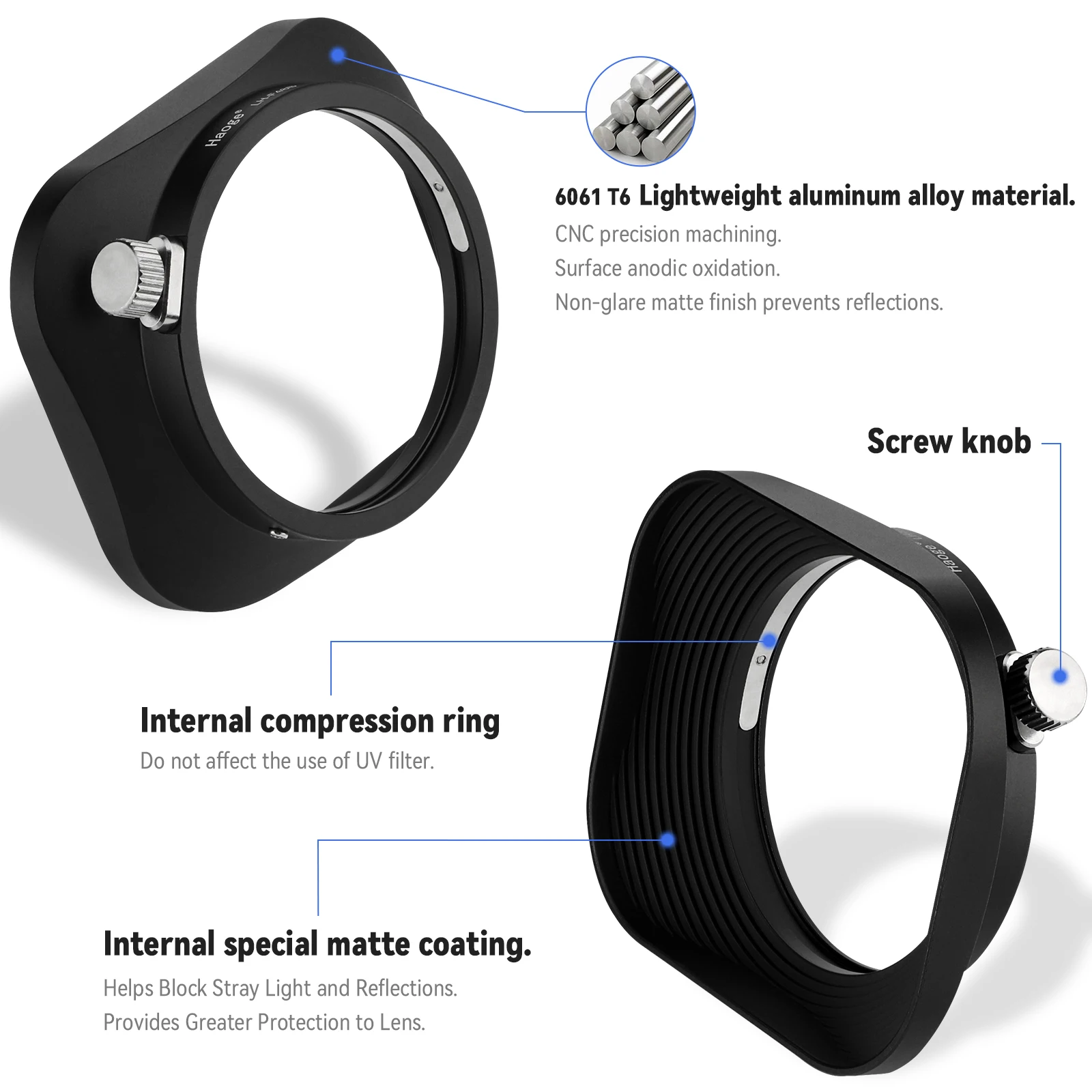 Haoge LH-F48B Metal Lens Hood for Olympus 17mm f1.8