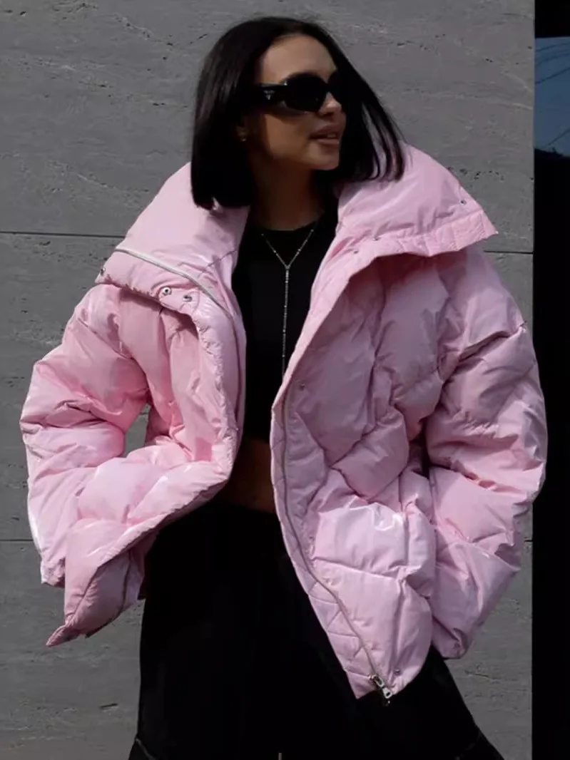 

Свободная повседневная хлопковая куртка с ярким воротником, осенне-зимняя верхняя одежда с длинными рукавами, модная женская модель