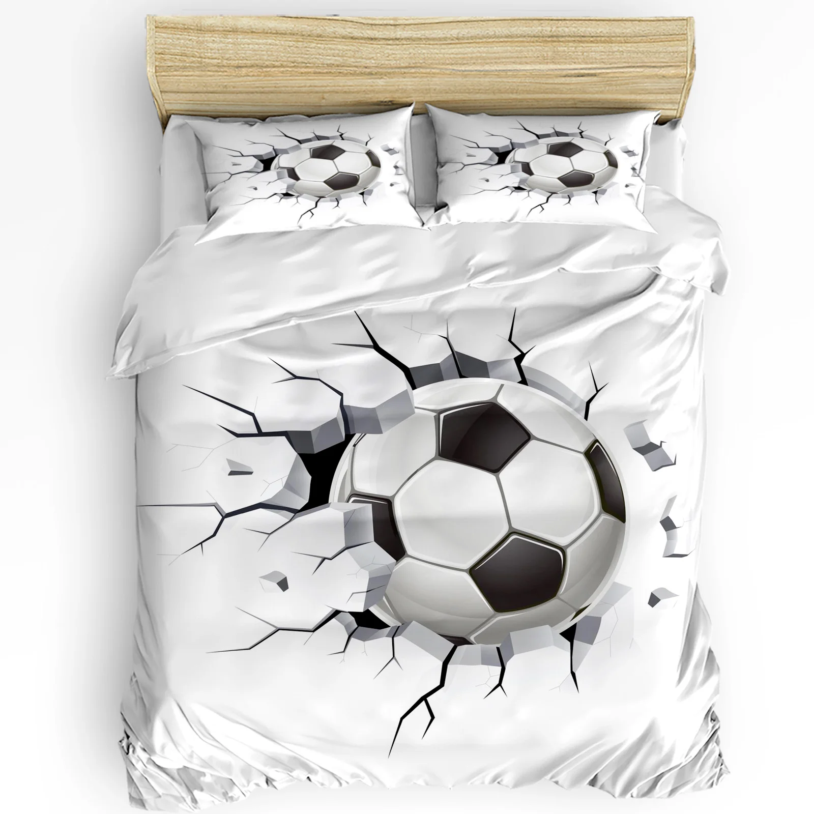 Football Wall Crack Soccer Printed Comfort Duvet Cover Pillow Case Home Textile Quilt Cover Boy Kid Teen Girl 3pcs Bedding Set