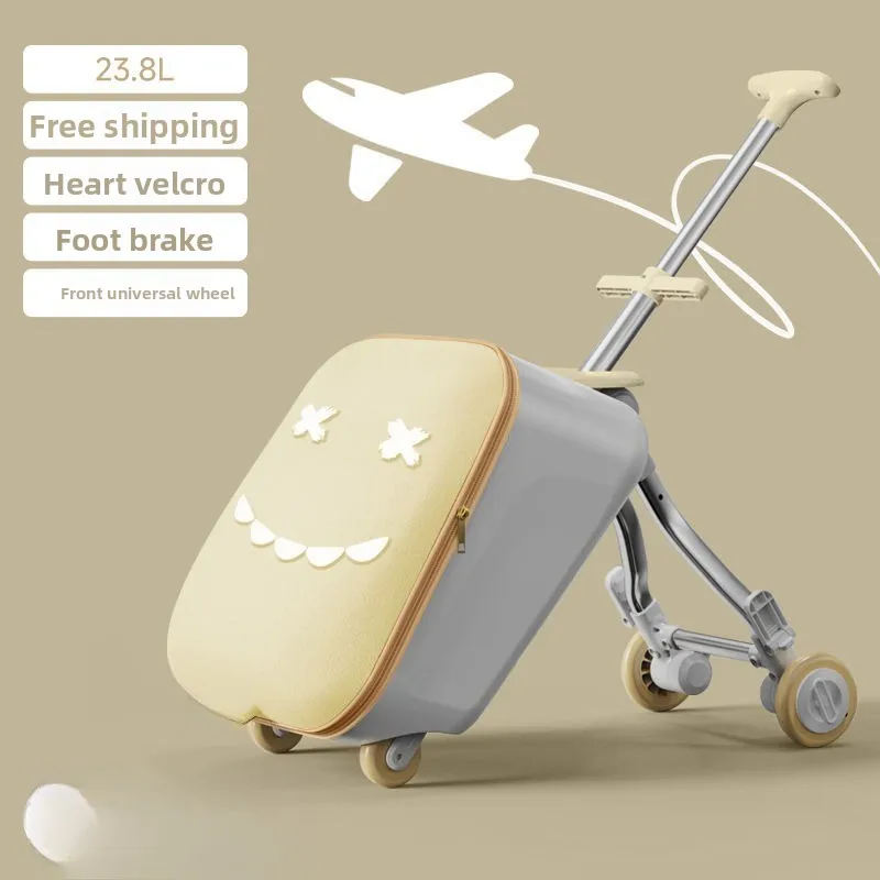 Детский чемодан с рулевой тягой, детская прогулочная дорожная тележка, дорожный артефакт, можно установить и посадовать