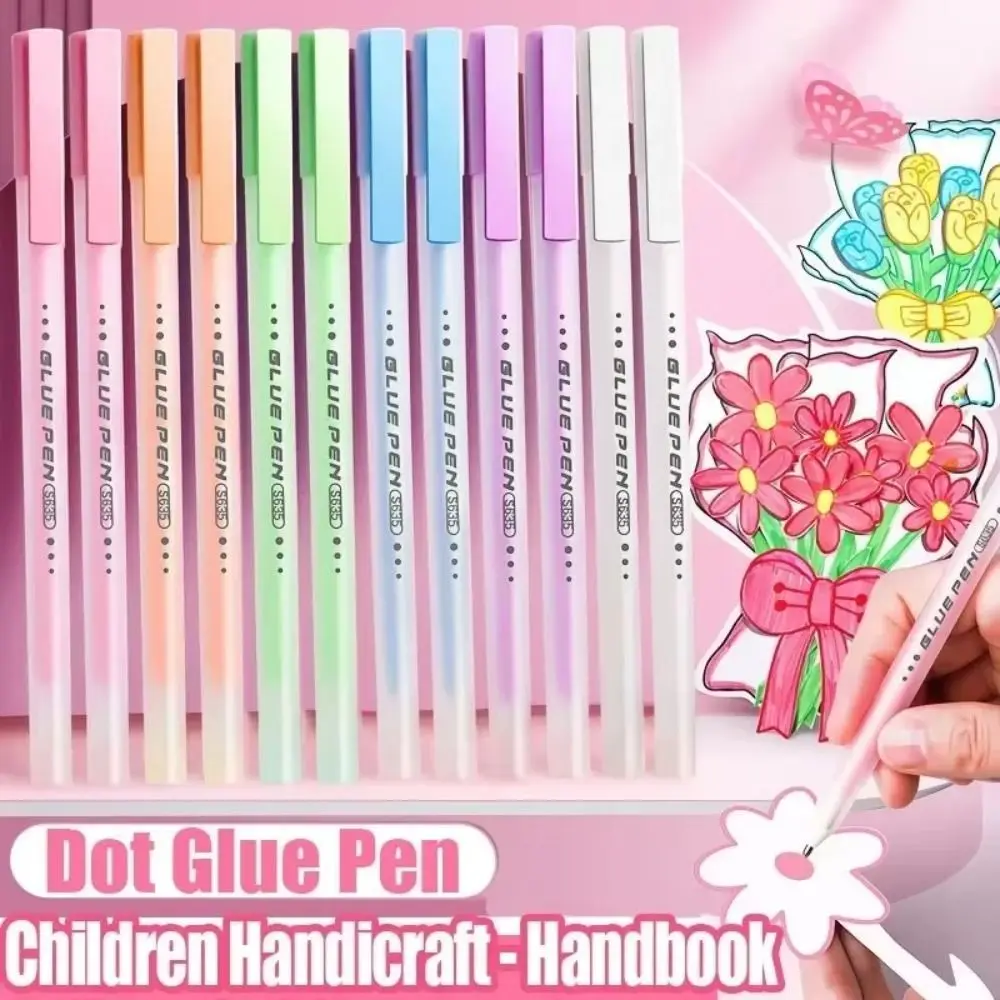 6PCS/Set INS Candy Color Glue Pen Quick-Dry High Viscosity Dispensing Pen Dot Glue Sticks School Stationary