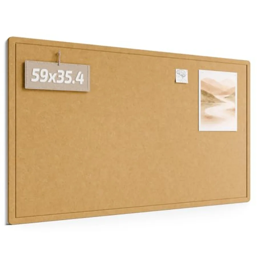 

Large Bulletin Board 59" x 35.4" Cork Board Alternative with 24 Safe Removable Adhesive Tabs Foldable Felt Pin Board for Home O