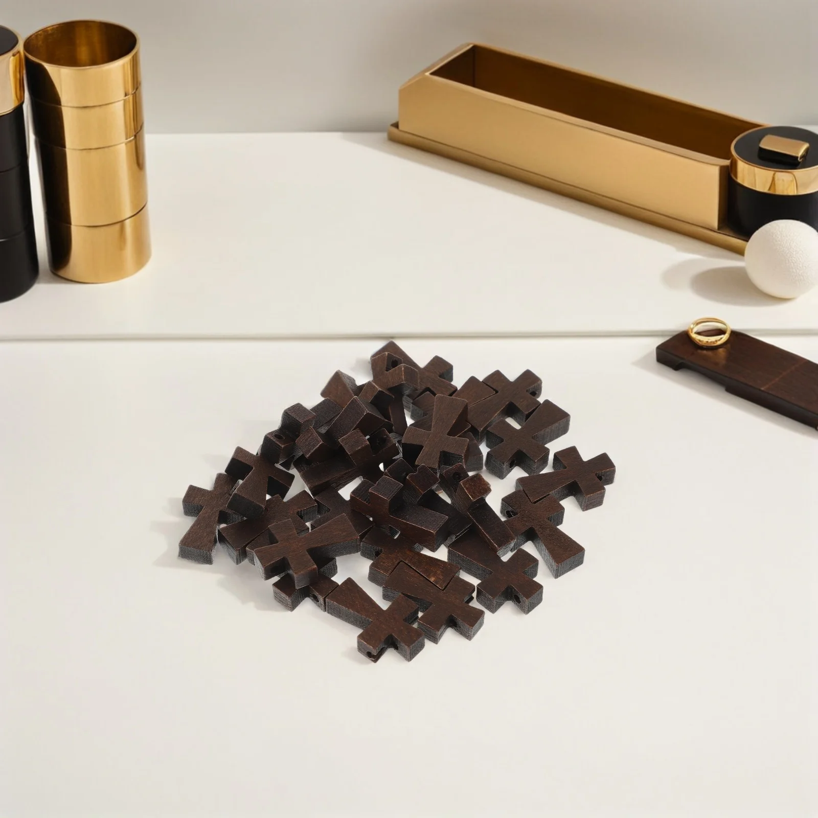 150 pçs cruz de madeira charme acabamento natural pequenas cruzes de madeira para fazer jóias colar pulseira chaveiro artesanato