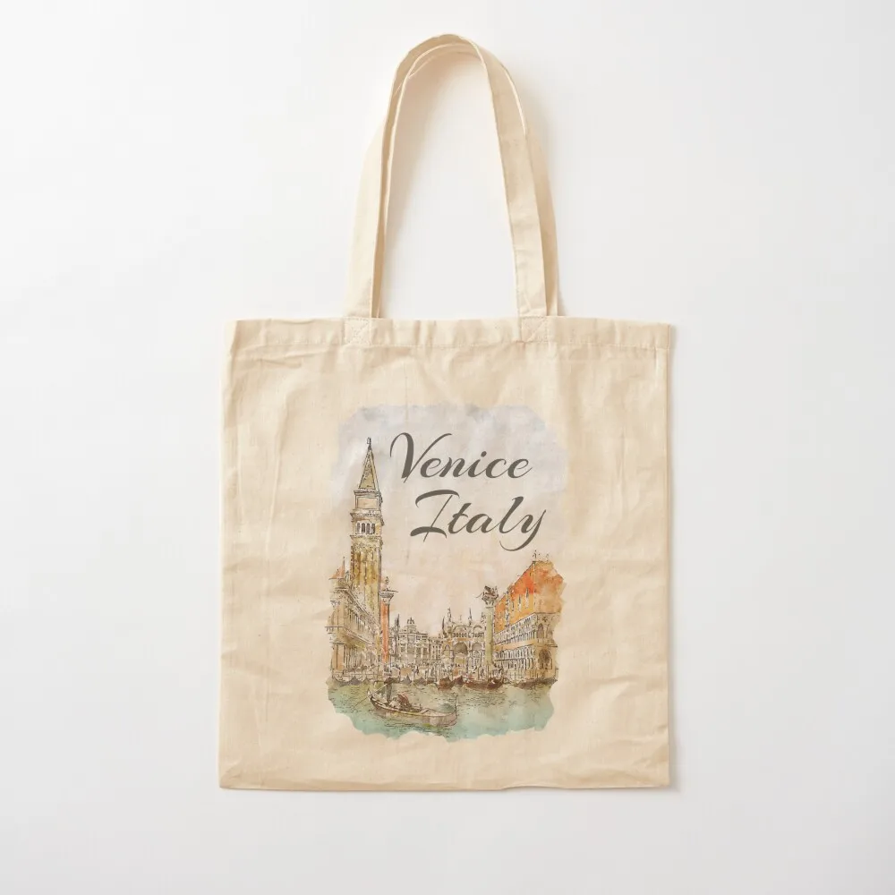

Venice Italy Watercolor Souvenir Tote Bag large size bags tote men university Fabric Canvas