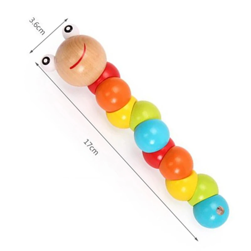 Wooden Color Simulation Caterpillar Children Educational Toys Colour Shape Cognition Finger Training Montessori Toy Gifts TMZ