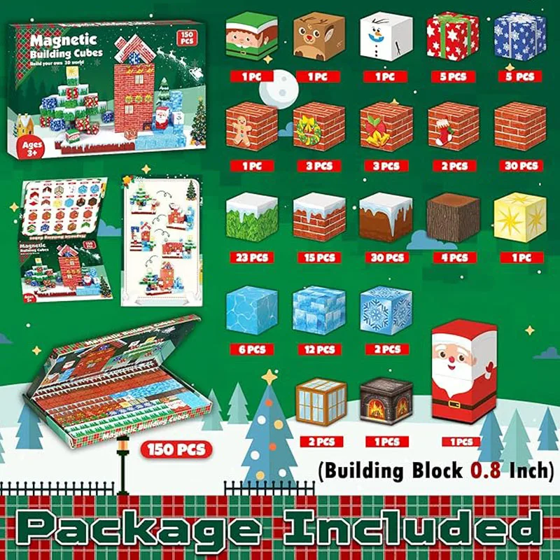 New Magnetic Building Blocks,Christmas Building Blocks Suit,Mine World Magnetic Cube for Kids, DIY Building Toy Christmas Gift