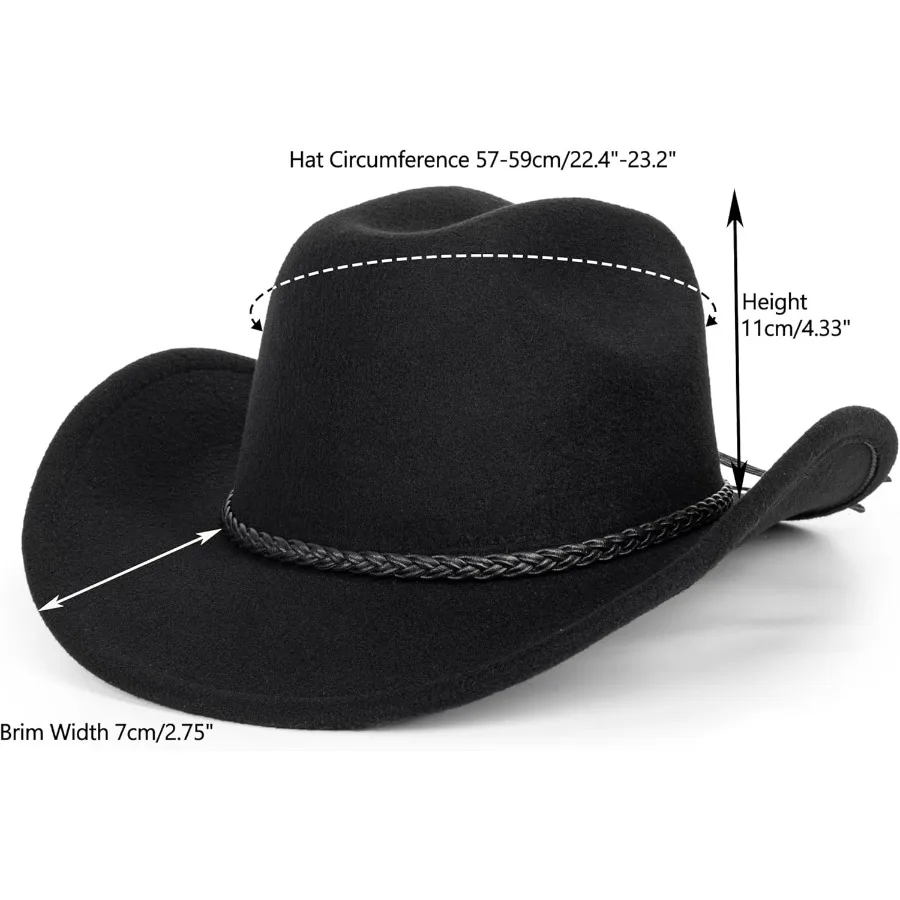 Винтажная ковбойская шляпа в стиле вестерн для мужчин и женщин, шляпы-федоры с широкими полями и плетеной веревочной лентой, идеально подходящая для уличных родео-кантри
