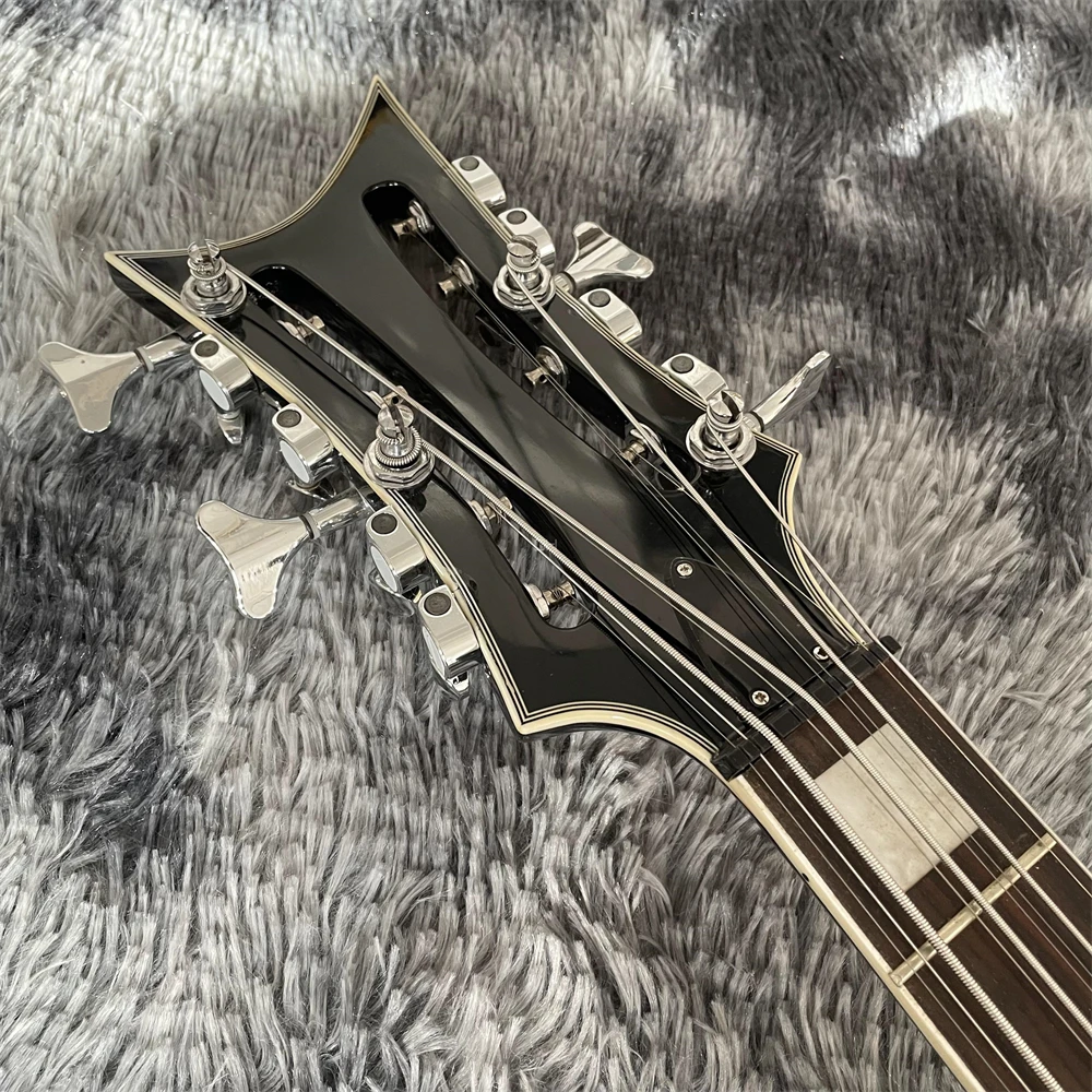 Factory Custom Electric Bass 10 String Bass Black Body Rosewood Fingerboard Closed Pickup Silver Hardware