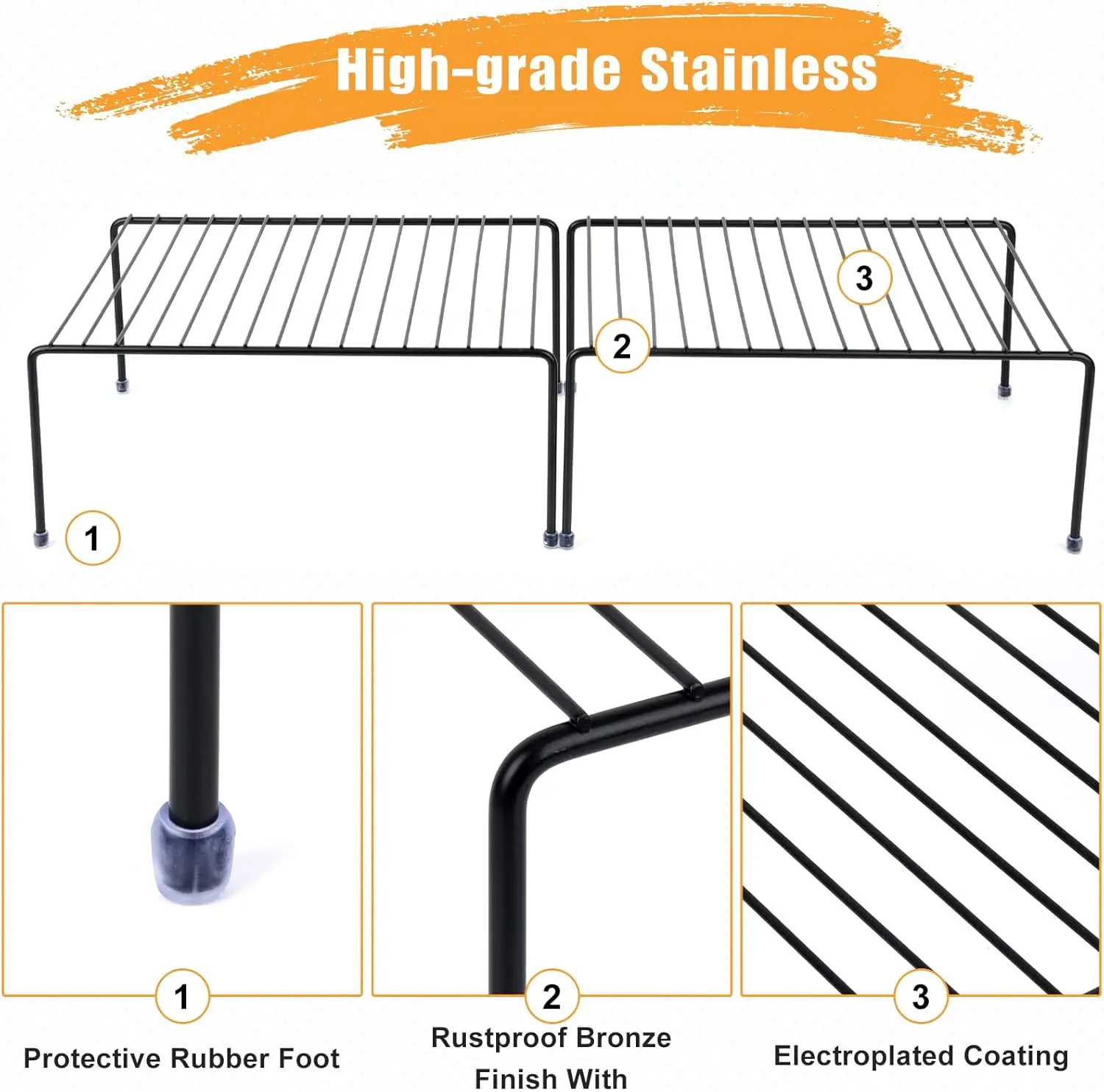 Cabinet Storage Shelf Rack , Kitchen Shelves，Kitchen Counter and Cabinet Shelf, Storage Rack Organizer