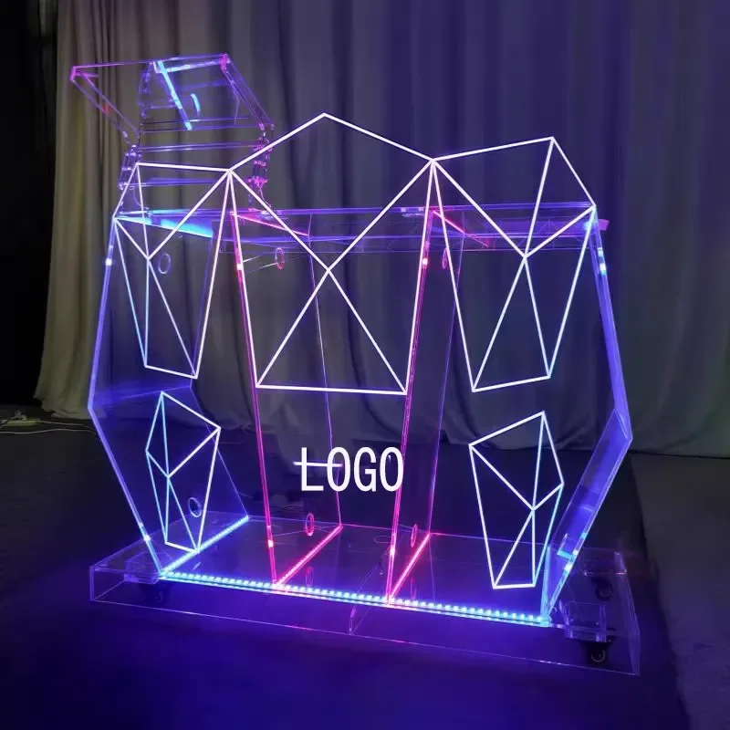 Customizable Transparent Acrylic DJ Table Modern LED Luminous Lecture Table with Bar for School or Hotel Use view 4