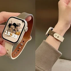 Cienki skórzany pasek do zegarka Apple Watch Band 10 9 8 49 mm 41 mm 40 mm 42 mm 44 mm 45 mm Pasek do zegarka dla kobiet Pasek iwatch 7 6 4 se Ultra