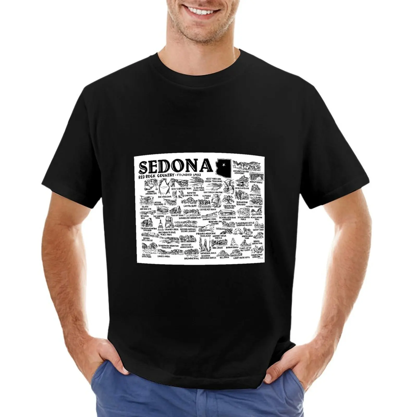 Sedona Map Art T-Shirt cheap stuff customs design your own man t shirt blue archive mens fashion