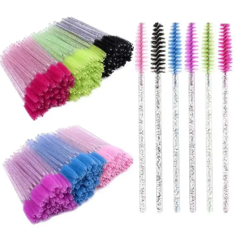 50Pcs Make-Up Pinsel Einweg Kristall Augenbraue Pinsel Diamant Griff Mascara Zauberstab Applikator Wimpern Wimpern Verlängerung Werkzeuge