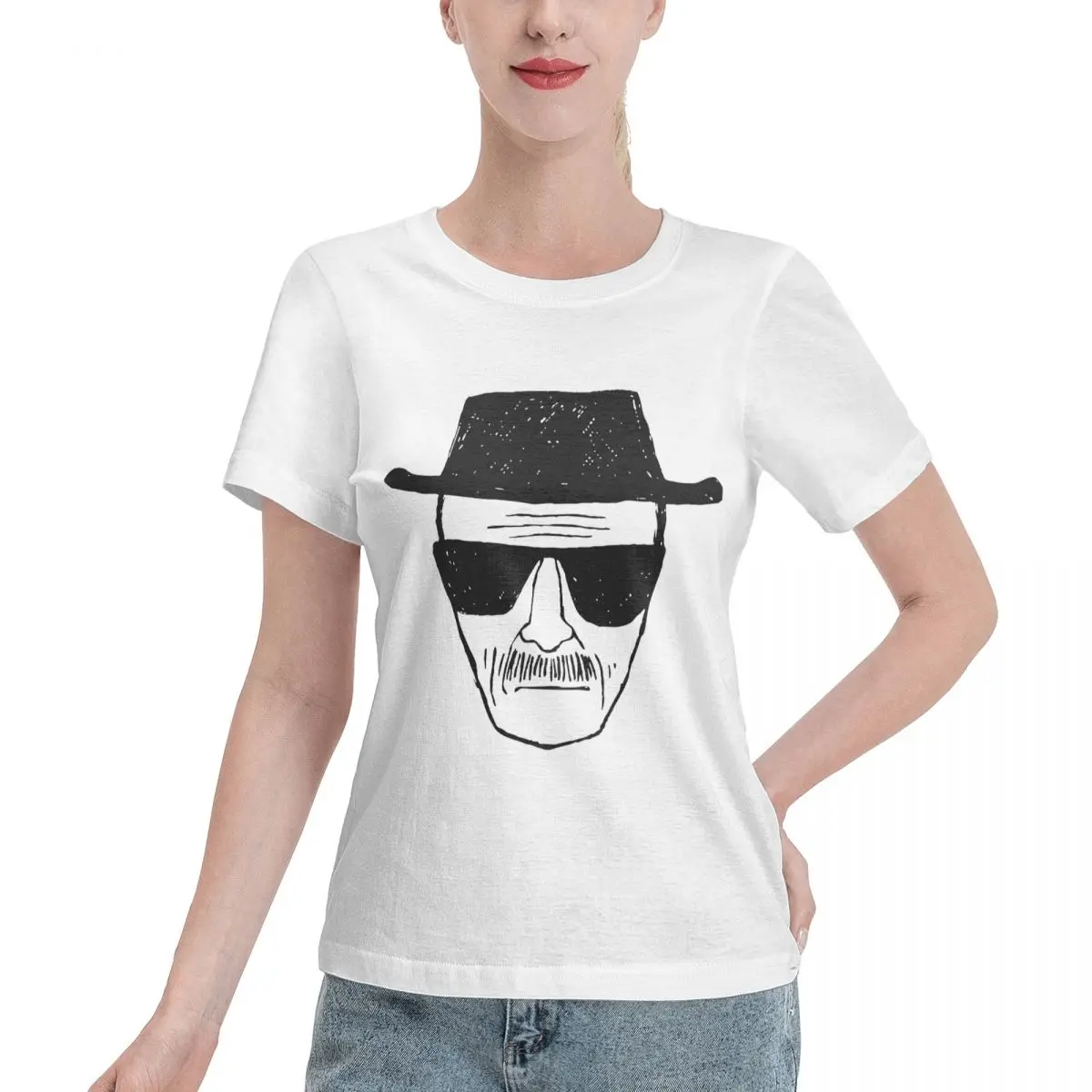 Women's Basic Short Sleeve T-Shirt Breaking Bad Walter White Heisenberg Face SexyTop quality Tshirt Unique Geek Eur Size