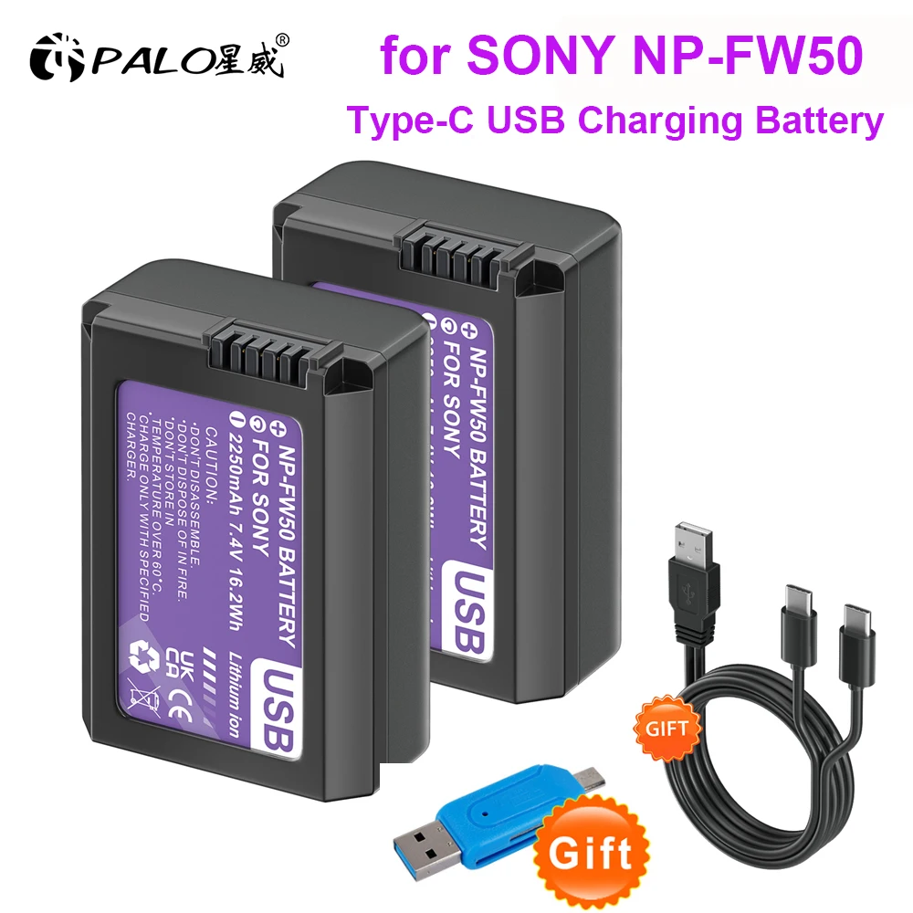 NP-FW50 NP FW50 Type-C USB Battery for Sony ZV-E10 A6000 A6400 A6300 A6500 A7 A7II A7RII A7SII A7S A7S2 A7R RX10 IV ILCE-QX1