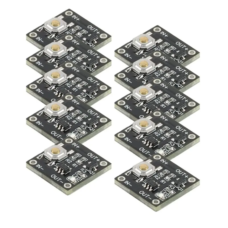AA84 Standby Current 0.5Μa Low-Power Mini Single-Button Bistable Switch Module YR-1006 10Pcs Continuous Load 2A