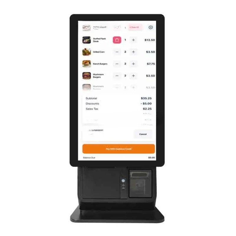 system 21.5 inch fast food wall mounted touch screen self service ordering kiosk for restaurants