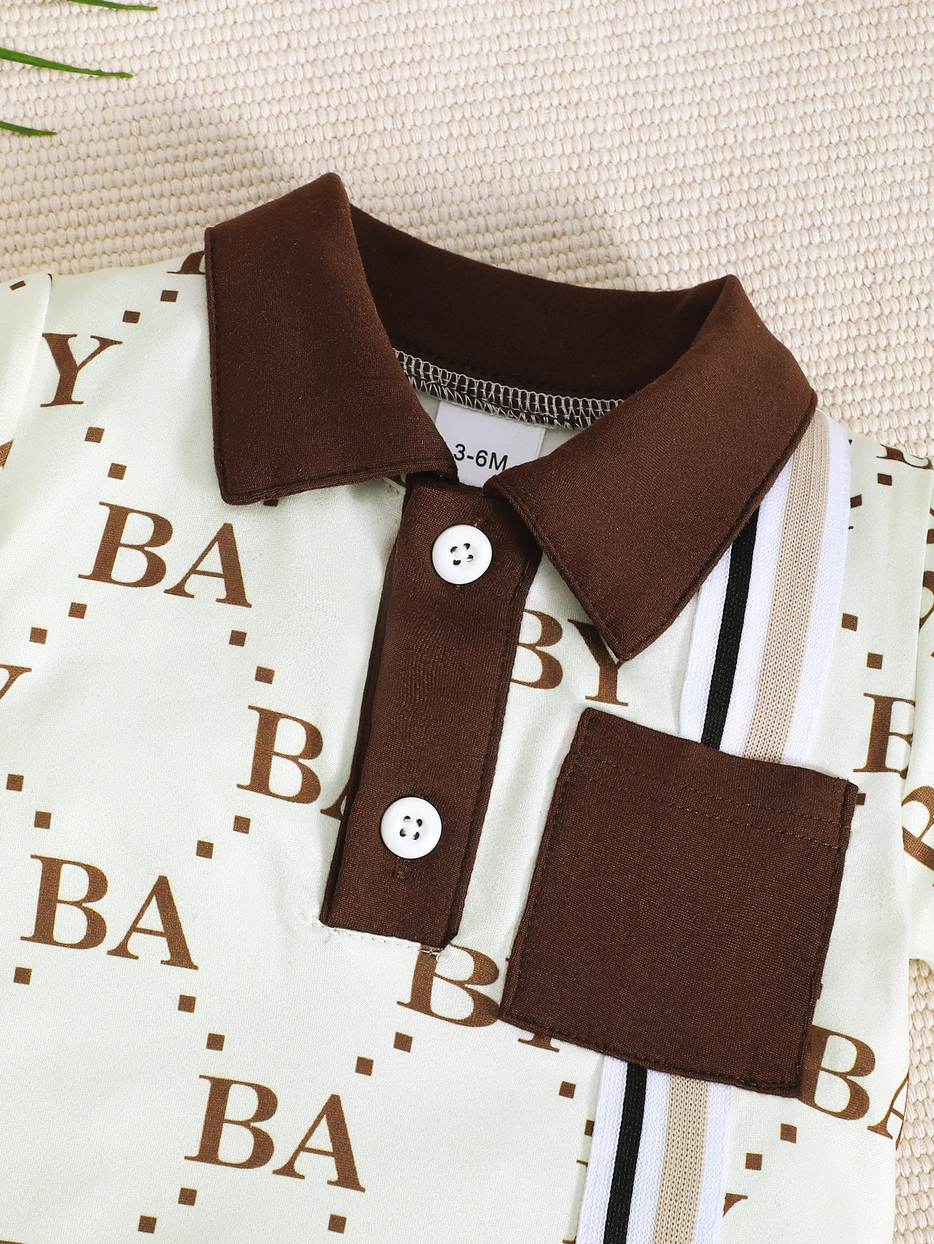 Summer  0-2  Years  Old  Infant  Baby  Boys  Grid  Lapel  Letter  Print   Short  Sleeved  jumpsuit