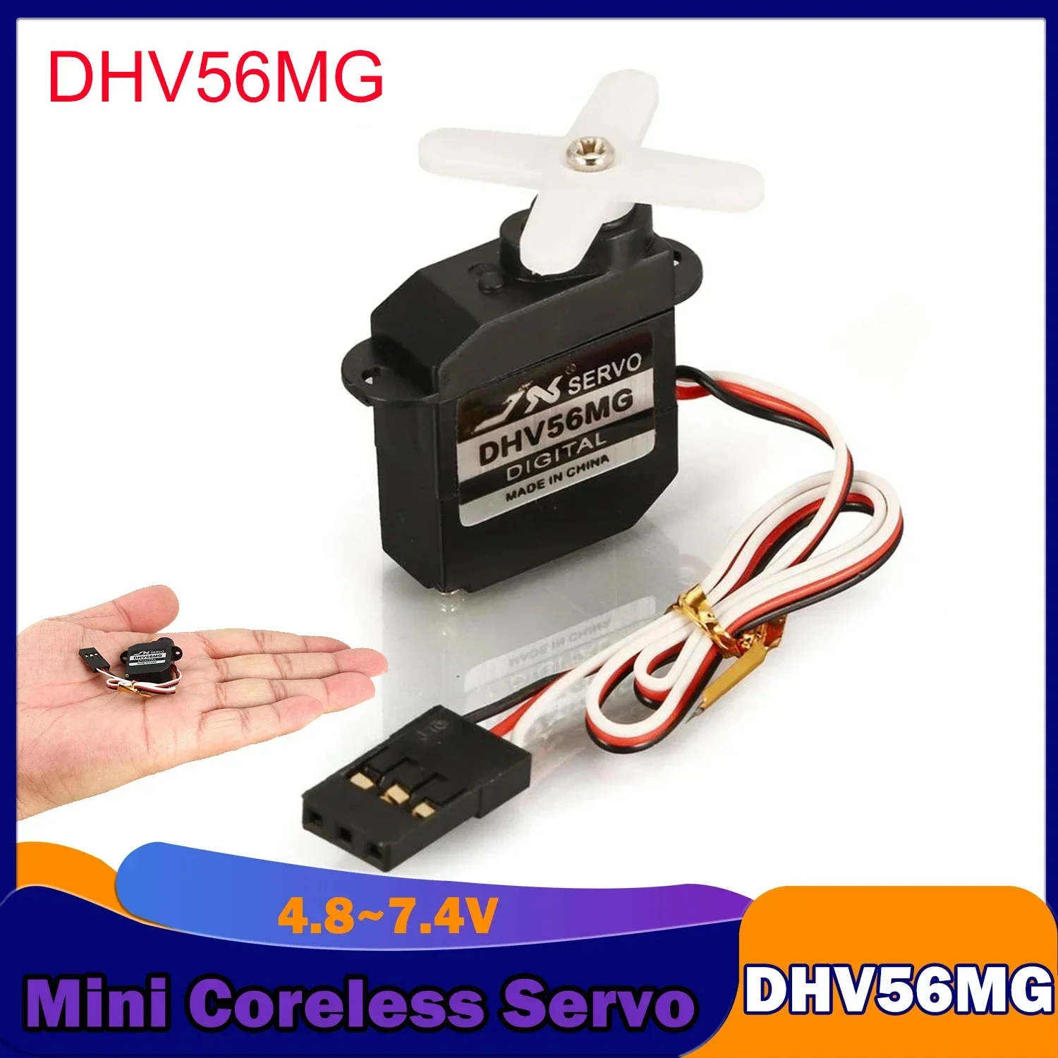 New JX PDI-DHV56MG Mini Coreless Digital Servo 1.2KG Torque Metal Gear HV 4.8~7.4V 180 Degree for RC Fixed Wing Model Airplane