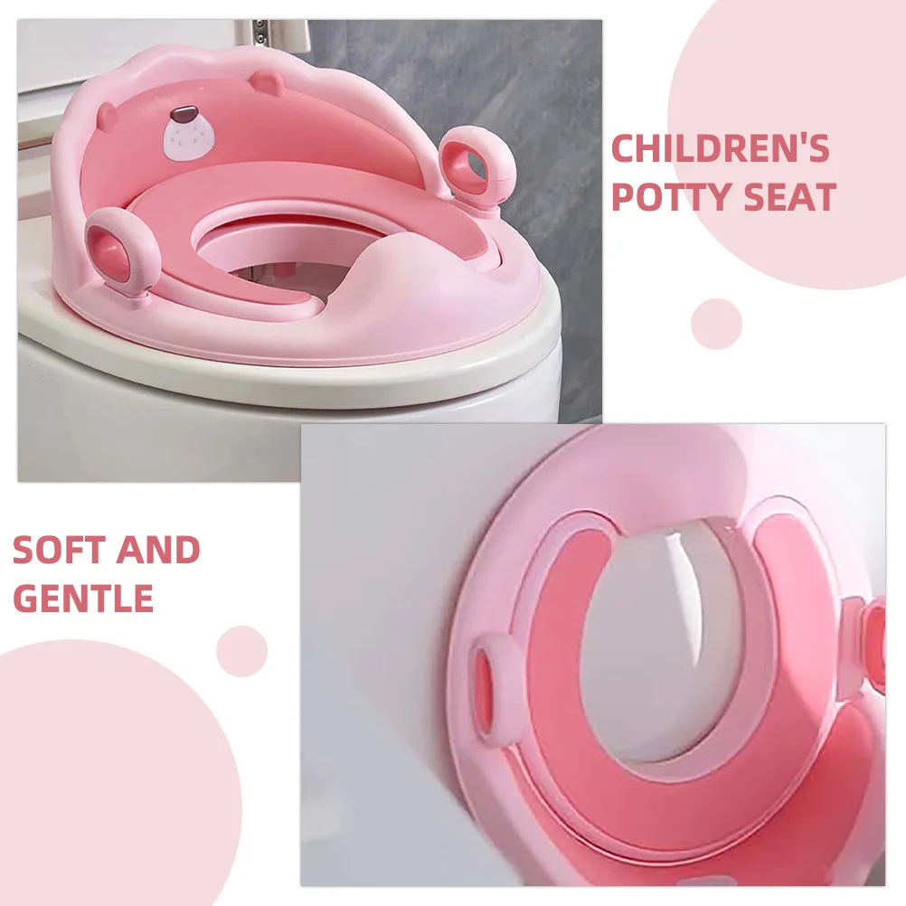 Kindertoilette, süßes Löwen-Design, Kirschblüten-Rosa, weiche TPE-Polsterung, rutschfeste Basis, tragbarer Töpfchentrainingssitz für