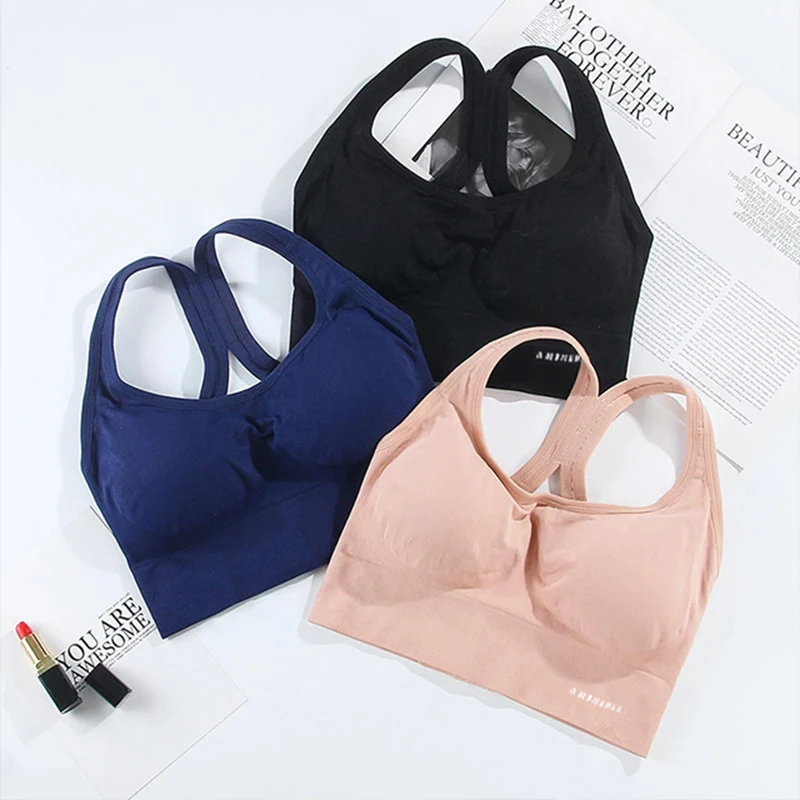 Push Up Bra Women Sports Bras Breathable Wirefree Padded Push Up Sports Top Fitness Sportswear Gym Yoga Workout Sports Bra Top