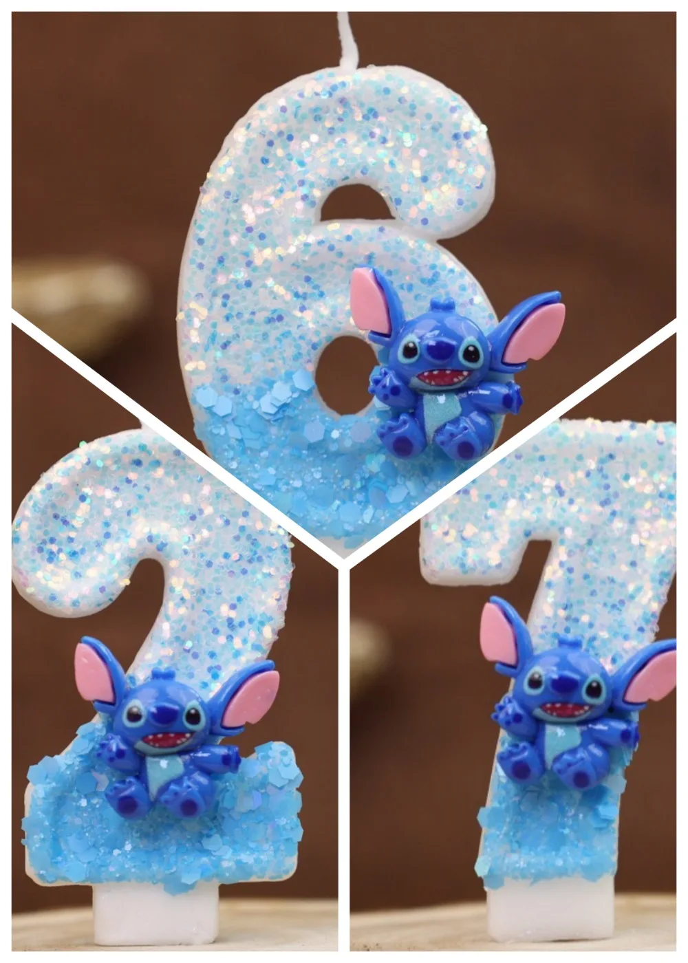 2026 شمعة رقمية زرقاء وبيضاء بغرزة كرتونية ساخنة 0-9 مناسبة لحفلات أعياد الميلاد وديكور الكيك وحفلات الذكرى السنوية ﻿