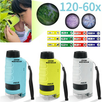 60-120x Mini Handheld Microscope Kit Pocket Microscope With LED Light Home School Biological Science Educational for Children