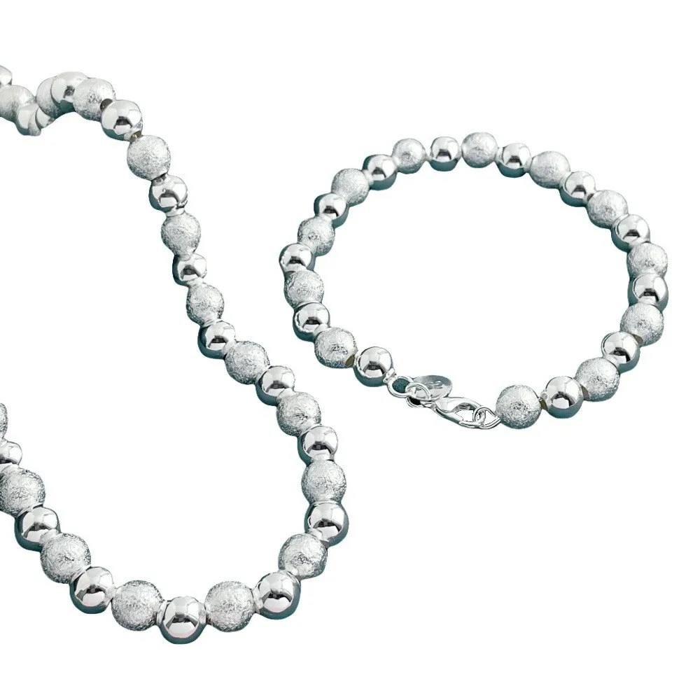 

Стерлингового Серебра 925, модное легкое песочное ожерелье из бисера, браслет, комплект ювелирных изделий, подарок на день рождения, годовщину