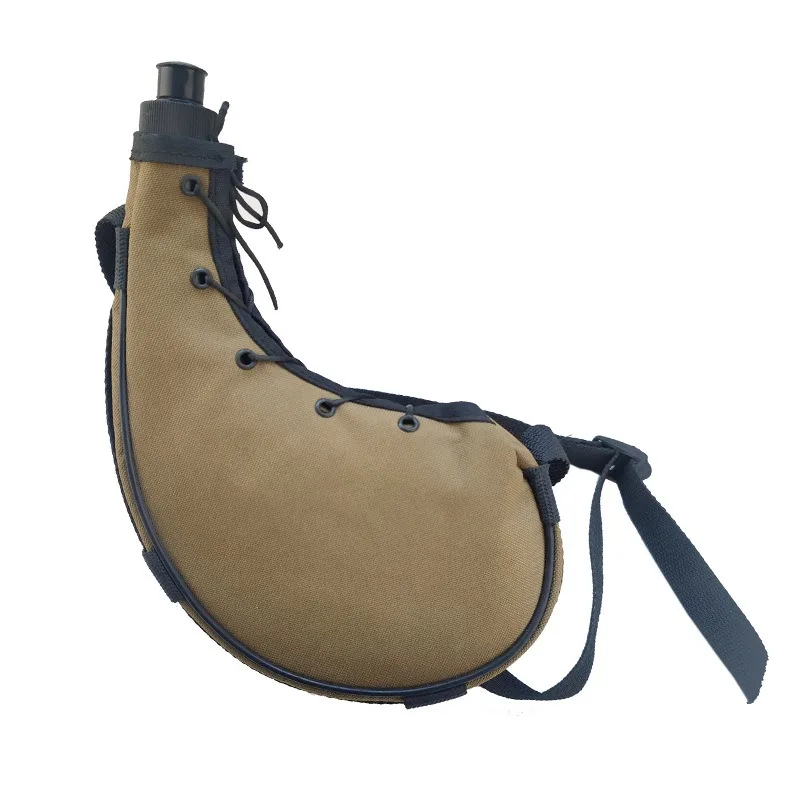 750ml Portable Camouflage Waist Shaped Kettle with Shoulder Strap, Suitable for Outdoor Hiking and Mountaineering