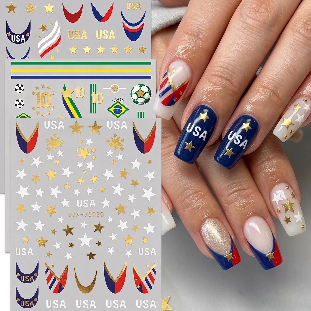 Nail Art France - Football Style Nail Stickers, Flags Star