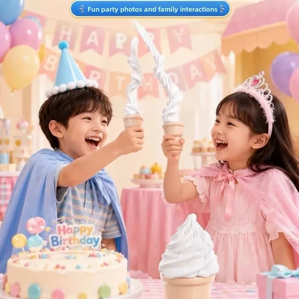 Retractable Structure Ice Cream Sword Curved Shape Colorful Cone Retractable Sword Smooth Surface Ice Cream Prank