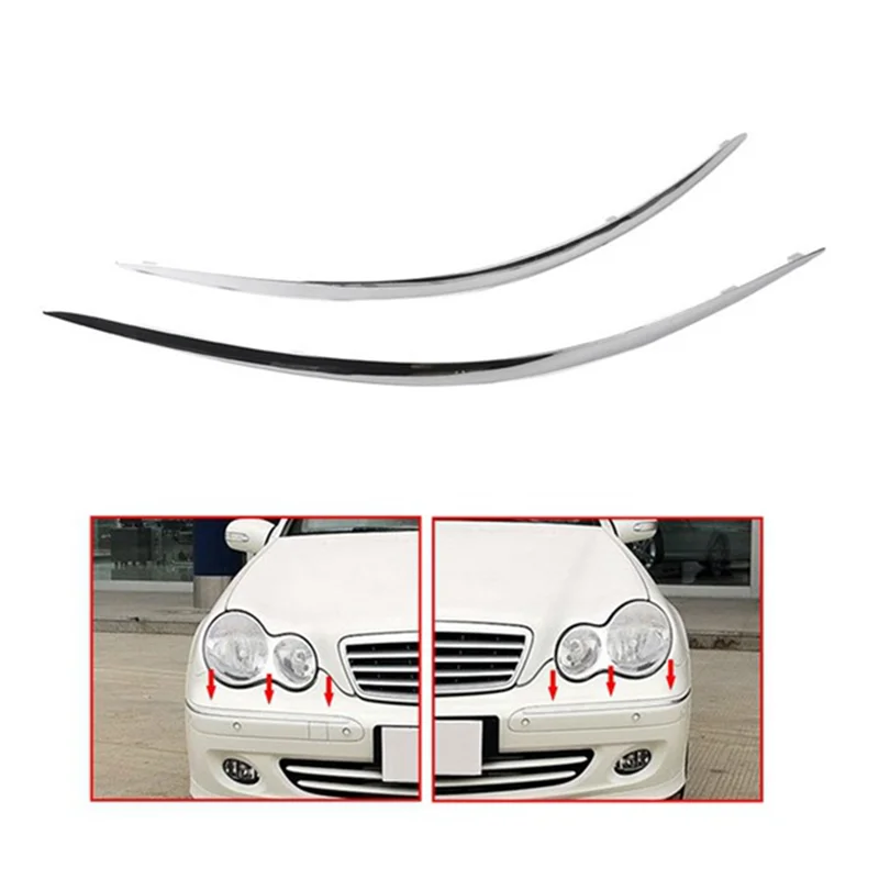 LH or RH or 1 Pair Front Bumper Chrome Strip Trim Molding for Mercedes W211 2006-2009 2118852321 2118852421