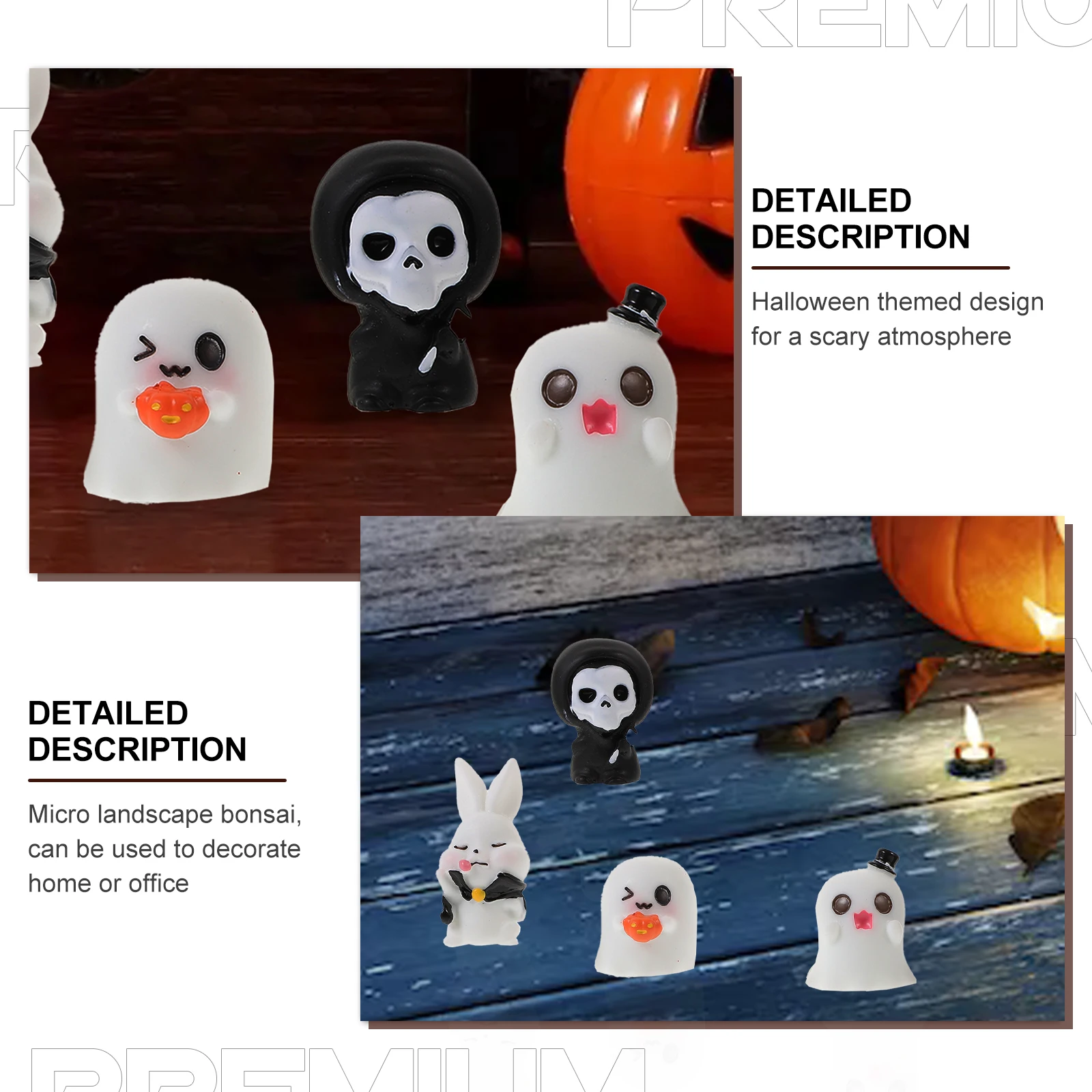 

20PCS Halloween naments Mini Resin Figurines Tiny Decorations for Landscape Party Props Ghost Pumpkin Candies