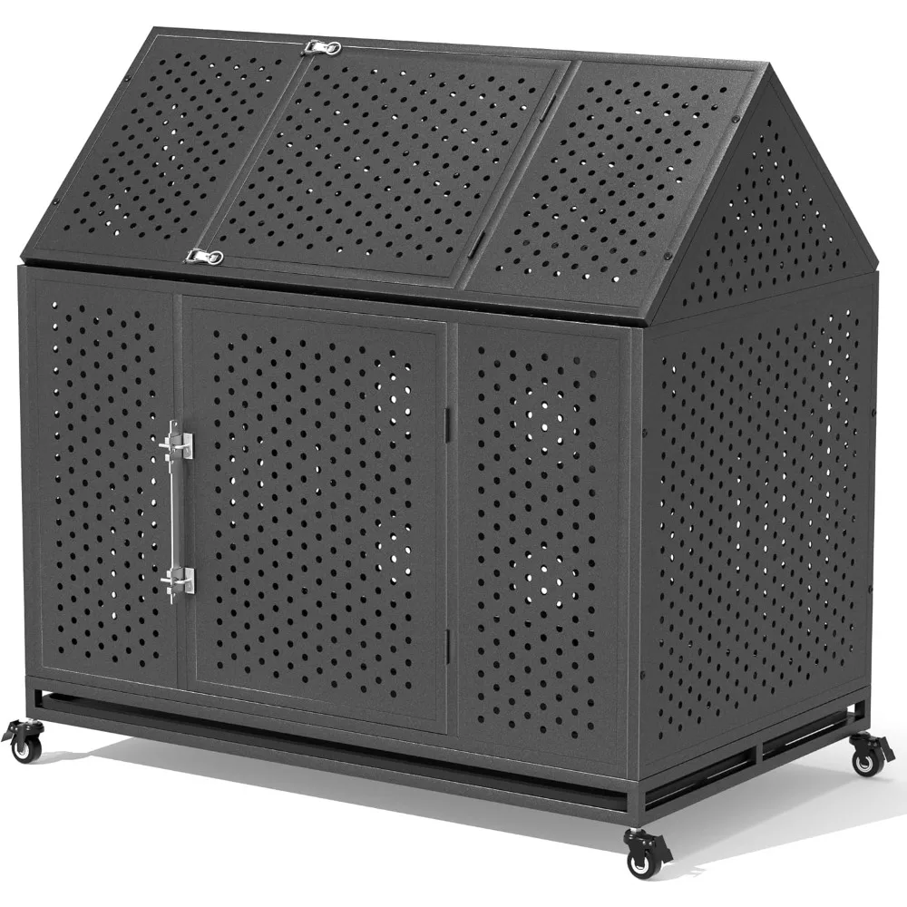 

Dog cage.48inch Heavy Duty Dog Crate with Self-Locking Latch,Extra Large Kennel with Pointed Roof,Indestructible andEscape-Proof