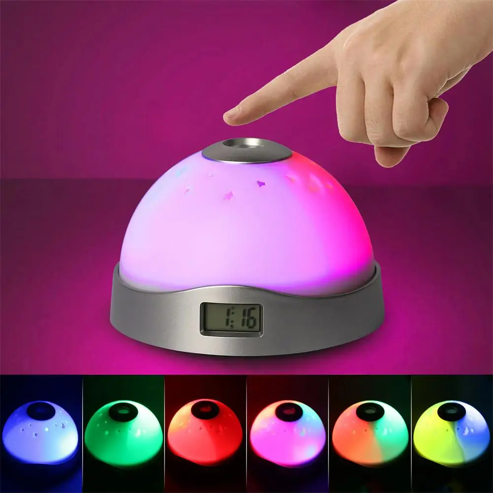 LED Projection Alarm Clock Night Light Starry Sky Star Digital 7 Color  Changes Time Display Alarm Despertador Dropshipping