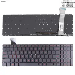 US Laptop Keyboard for ASUS G552V G552VW G552VX FZ50JX GL752VW GL552 Black with Backlit & Red Printing