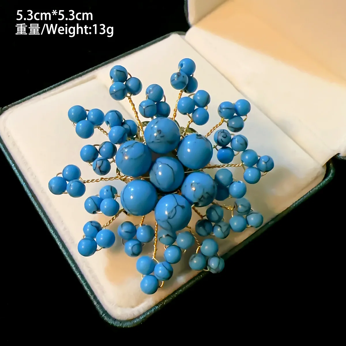 Natural Turquoise Brooch Imitation Turquoise Retro Corsage Creative Handmade High-grade Pin Temperament Jewelry Wholesale Gifts