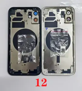Bilashmart OEM IPhone 12 Housing Cover Battery Rear Door Chassis Middle Frame Side Button + SIM Card Back Glass iPhone 12