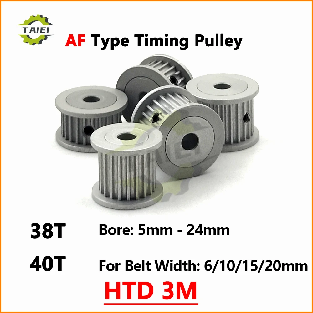 

HTD 3M Synchronous Pulley 38T 40 Teeth Keyway Bore 5mm-24mm For Belt Width 6/10/15/20mm HTD3M Timing Wheel Carving Machine Gear