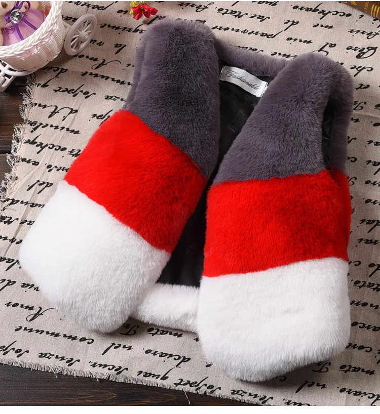 

Autumn Winter New Children Clothing Fur Vest Boys and Girls Wool Otter Rabbit Fur Vest Imitation Fur Patchwork Jacket Trendy